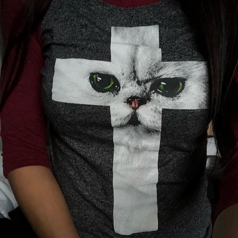 Cat Cross Baseball tee 